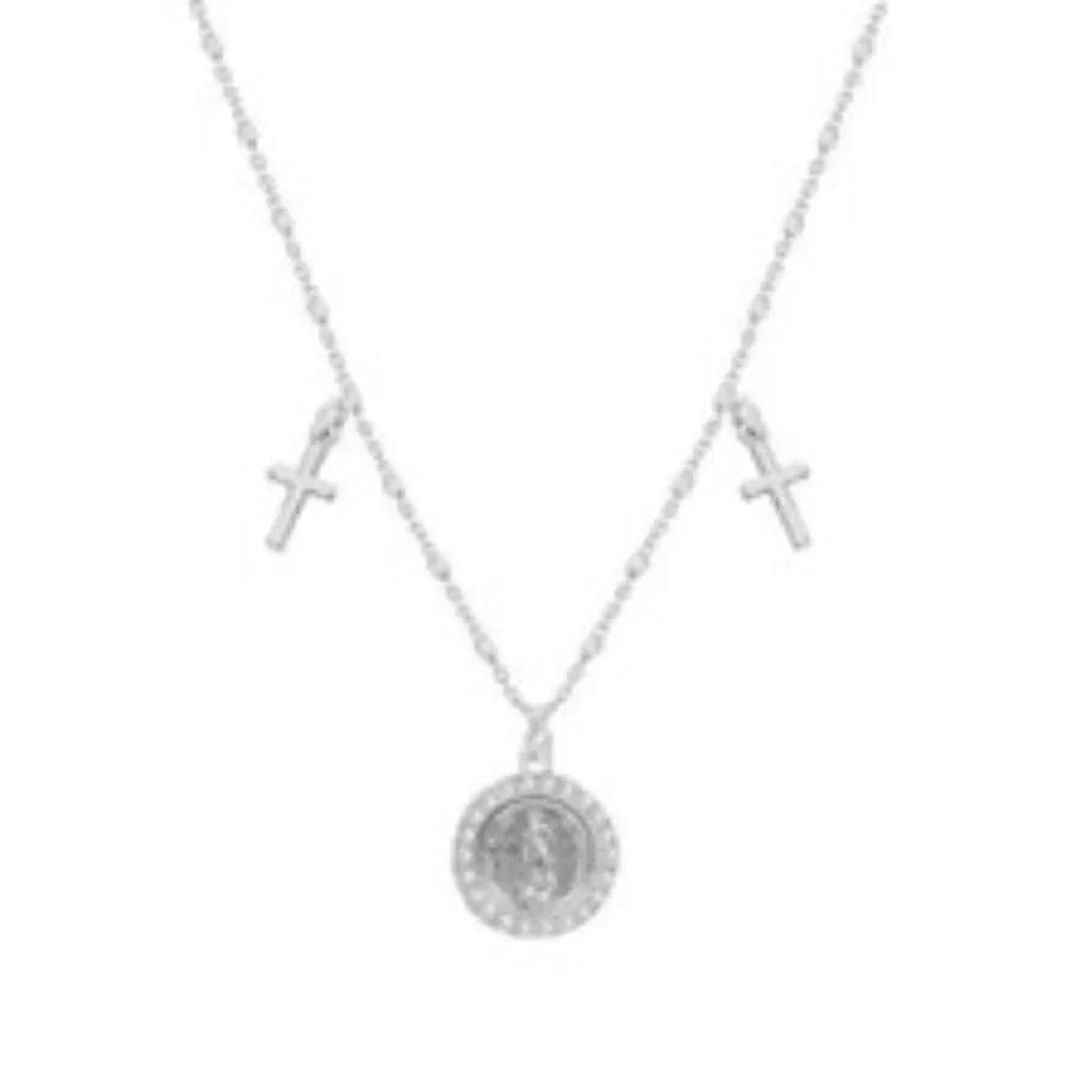 M Jewelers Three Medal Sterling Silver Our Lady of Guadelupe Necklace New in Box